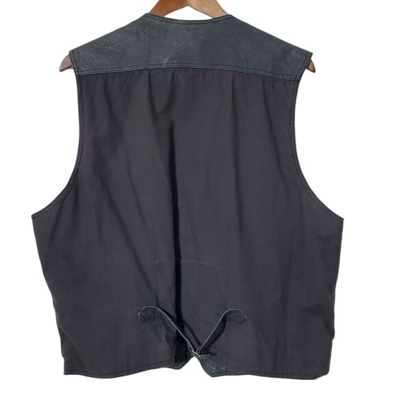 Vintage 90’s Structure Black Leather Snap Biker Vest Size L Mens - Picture 4 of 9